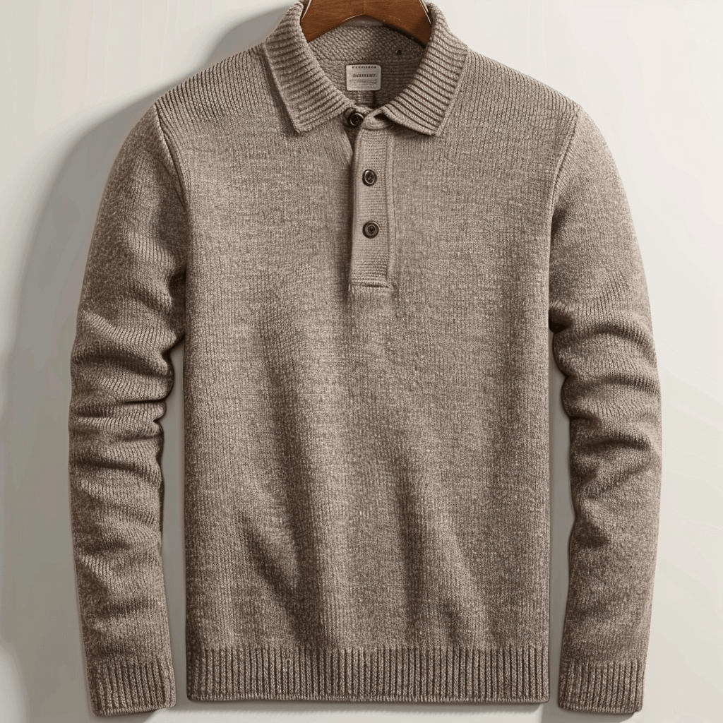 Gestricktes Poloshirt Für Herren | Lange Ärmel