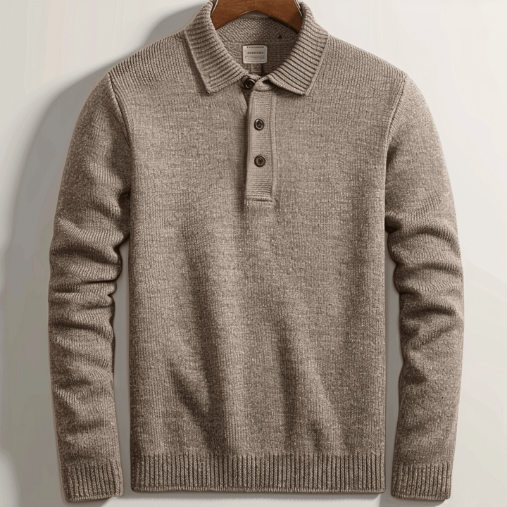 Gestricktes Poloshirt Für Herren | Lange Ärmel