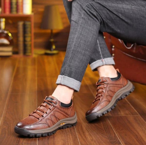 Herren Freizeitschuhe aus echtem Leder – Handgenäht, Bequem & Atmungsaktiv | Ideal für Alltag, Arbeit & Freizeit
