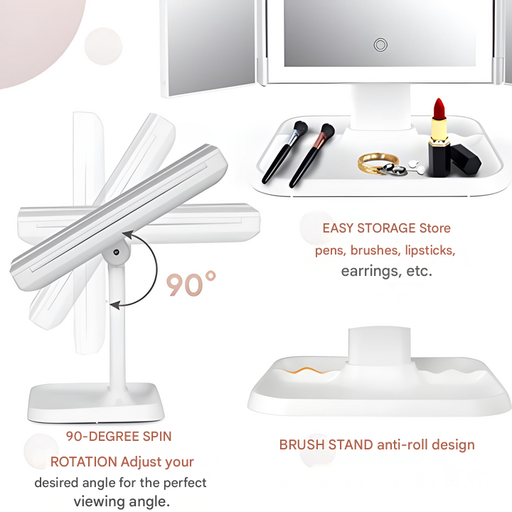 Illuminated Vanity Mirror Triple Light Modes with Magnifying Panels