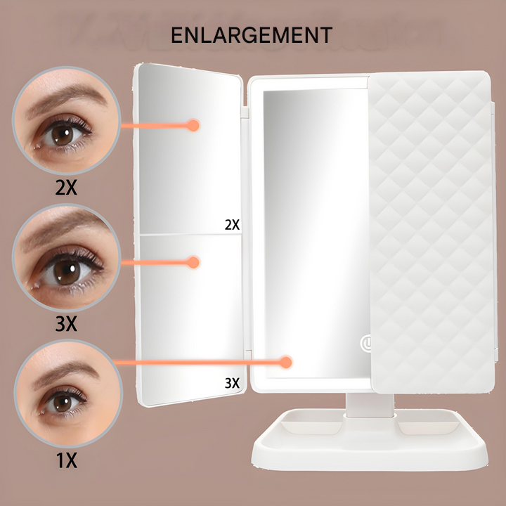 Illuminated Vanity Mirror Triple Light Modes with Magnifying Panels