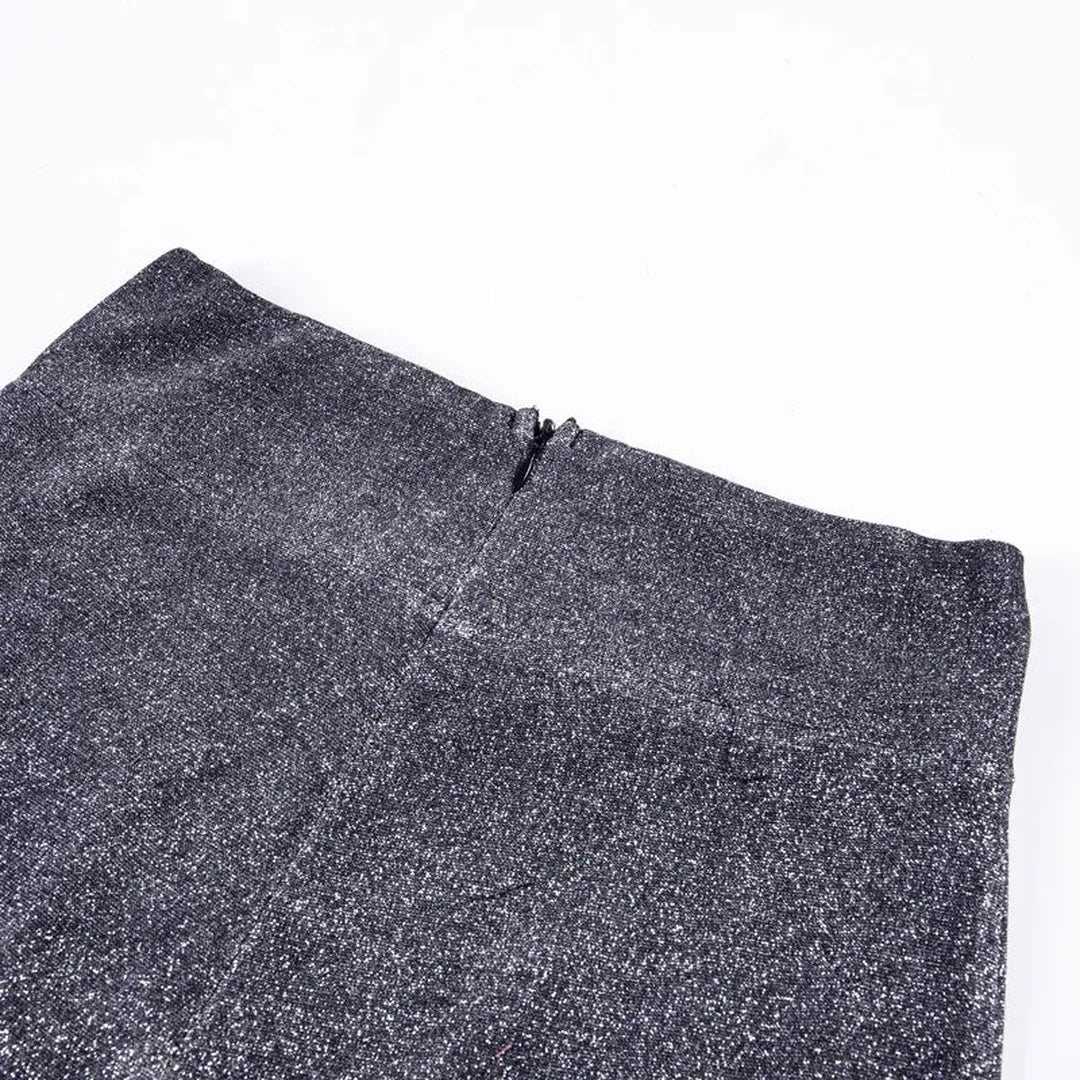 Glitzerhose Mit Hoher Taille Für Damen | Weites Bein