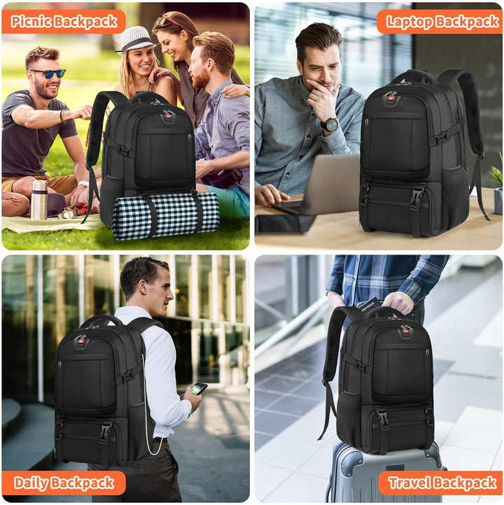 50L Laptop Travel Backpack 17.3 Inch with USB and Anti-Theft Pocket