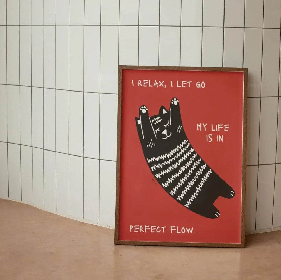 Modern Black Cat Wall Art Canvas – Minimalist Décor