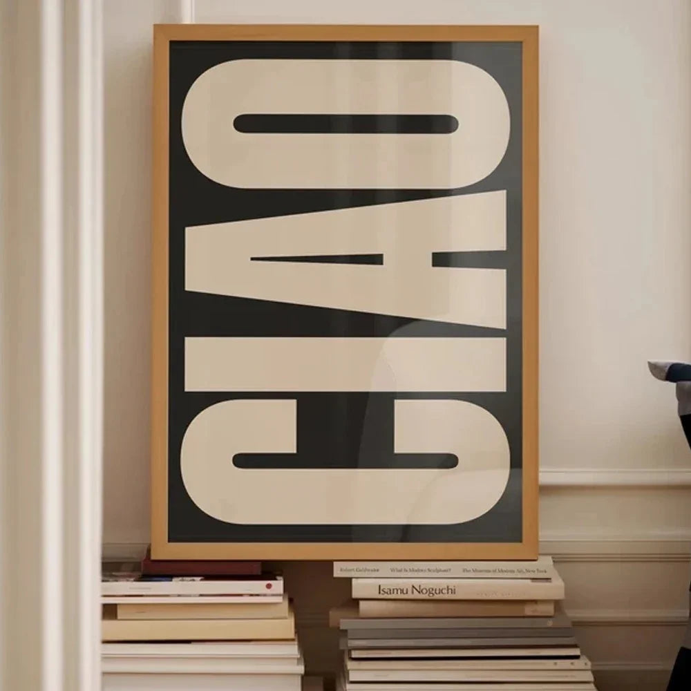 Italiensk Ciao-väggposter för vardagsrummet