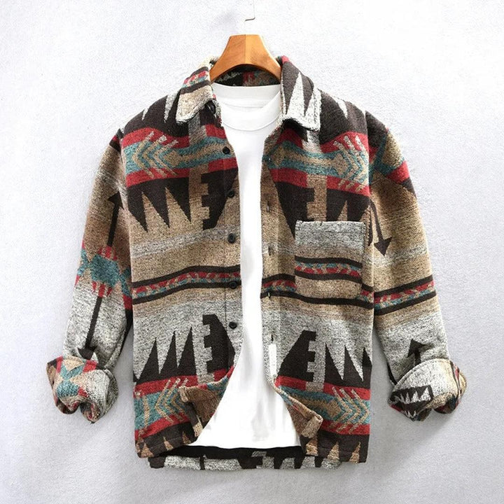 Vintage-Jacke Mit Ethno-Print Für Herren | Knopfverschluss