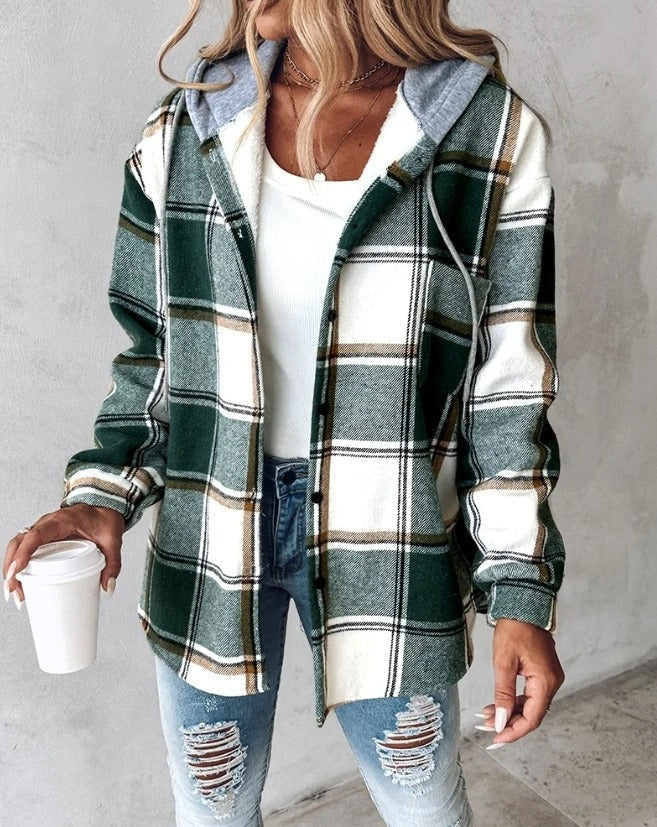 Lässiger Karierter Hoodie Für Frauen | Übergröße
