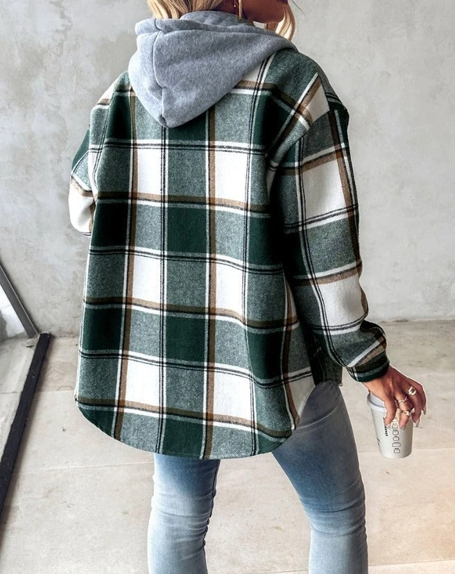 Lässiger Karierter Hoodie Für Frauen | Übergröße