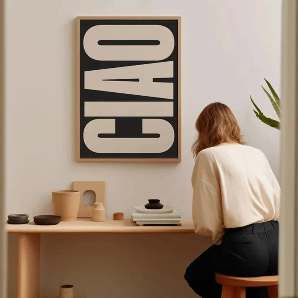 Italiensk Ciao-väggposter för vardagsrummet