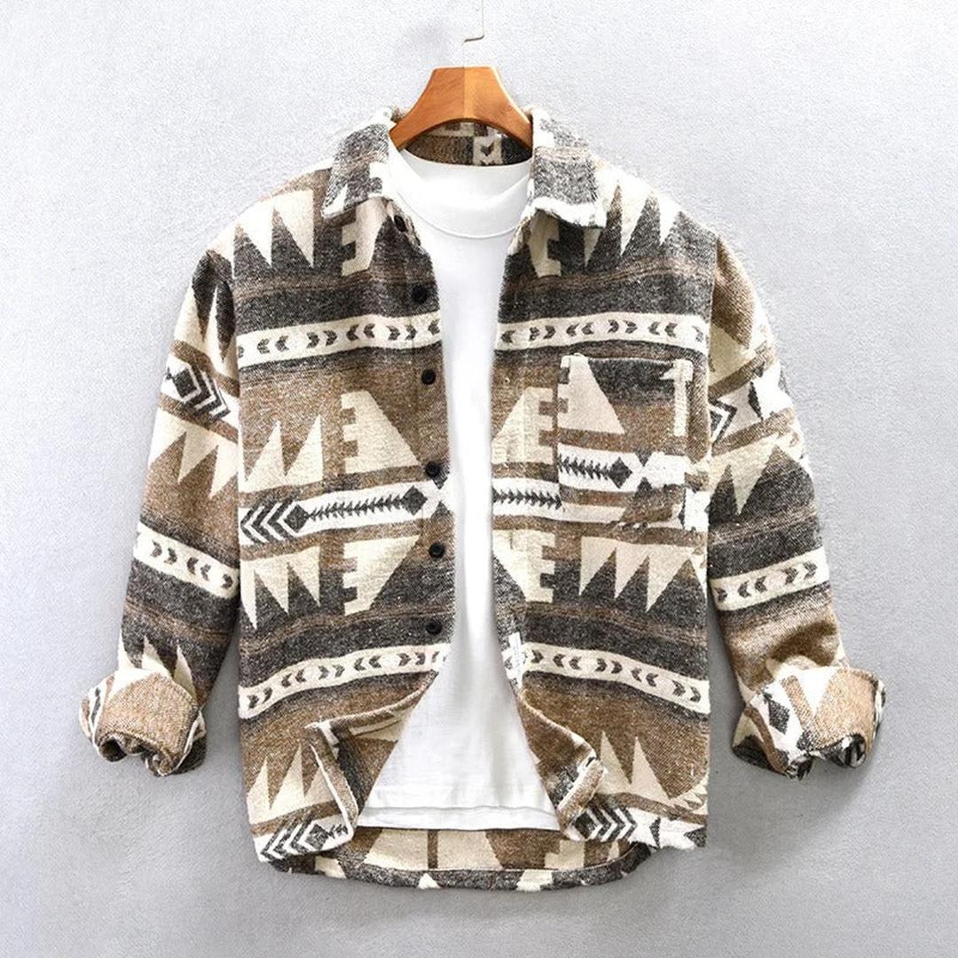 Vintage-Jacke Mit Ethno-Print Für Herren | Knopfverschluss