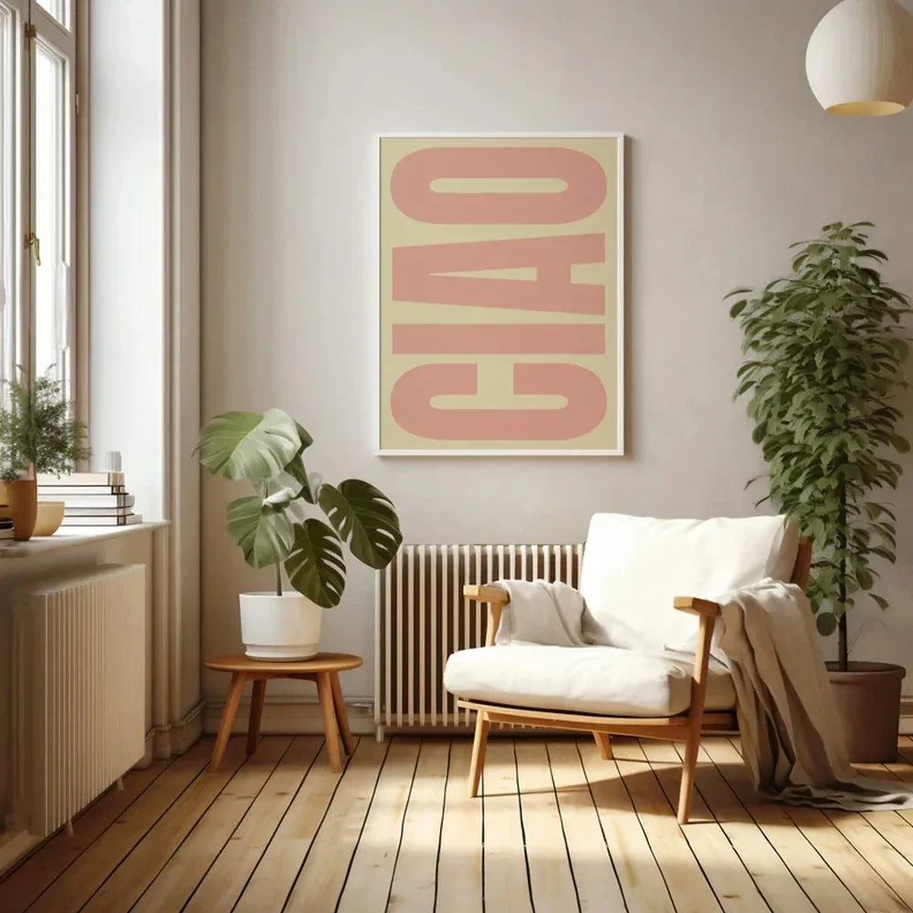 Italiensk Ciao-väggposter för vardagsrummet