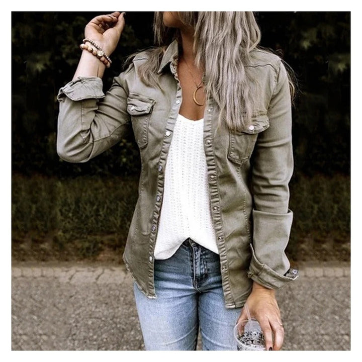 Jeansjacke Mit Fronttaschen Für Frauen | Langarm