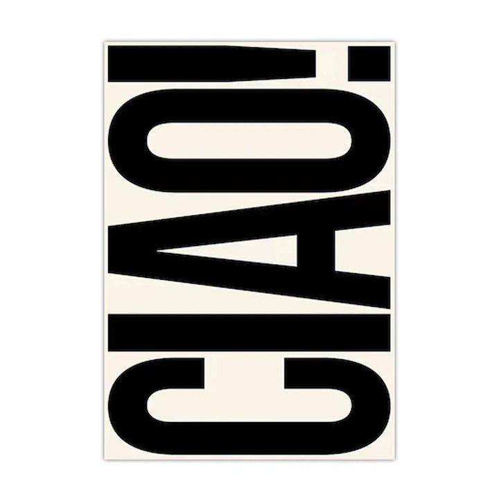 Italiensk Ciao-väggposter för vardagsrummet