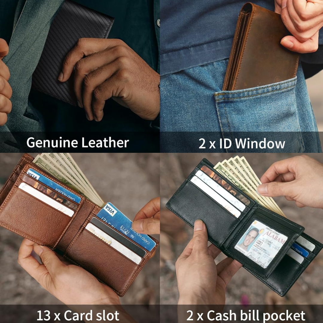 Men’s RFID Secure Slim Bifold Wallet with Multiple Card Slots