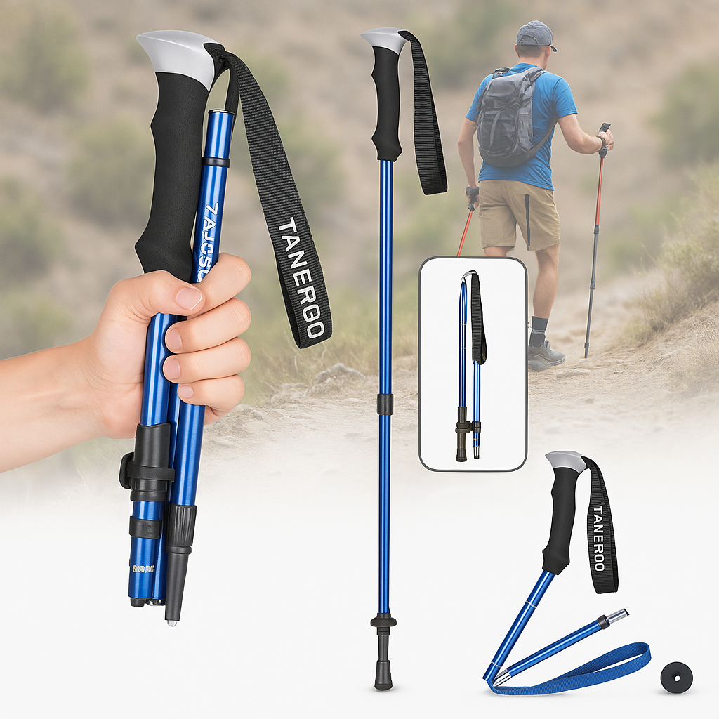 Foldable Hiking Poles Adjustable Support for Outdoor Walking