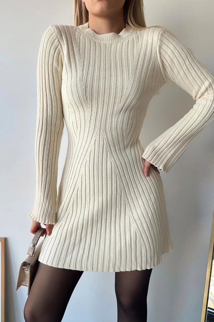 Stylisches Strickkleid Mit Rundhalsausschnitt | Winter