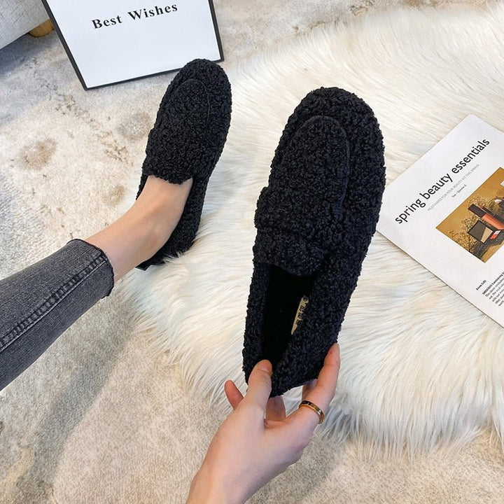 Loafer Aus Plüsch Für Damen | Flache Sohle