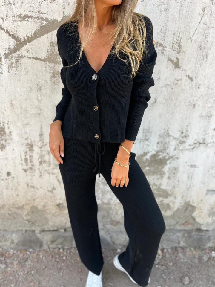 Damen-Set Mit V-Ausschnitt Und Hose | Winter