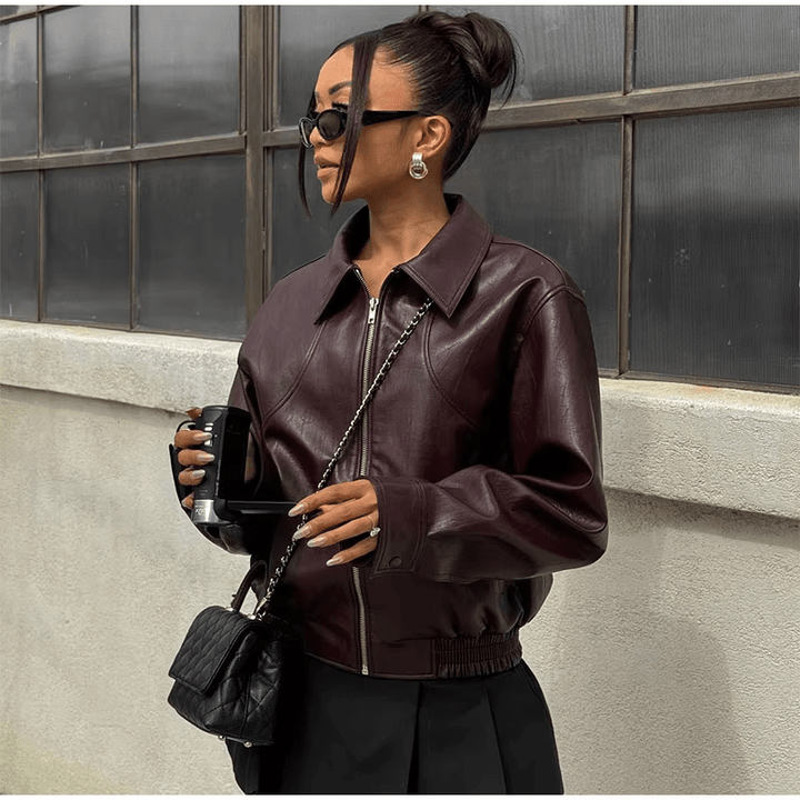 Lederjacke Für Damen | Mit Reißverschluss