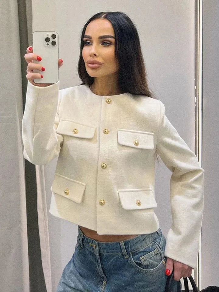 Stylische Winterjacke Mit Knopfdetails Für Damen | Kurz