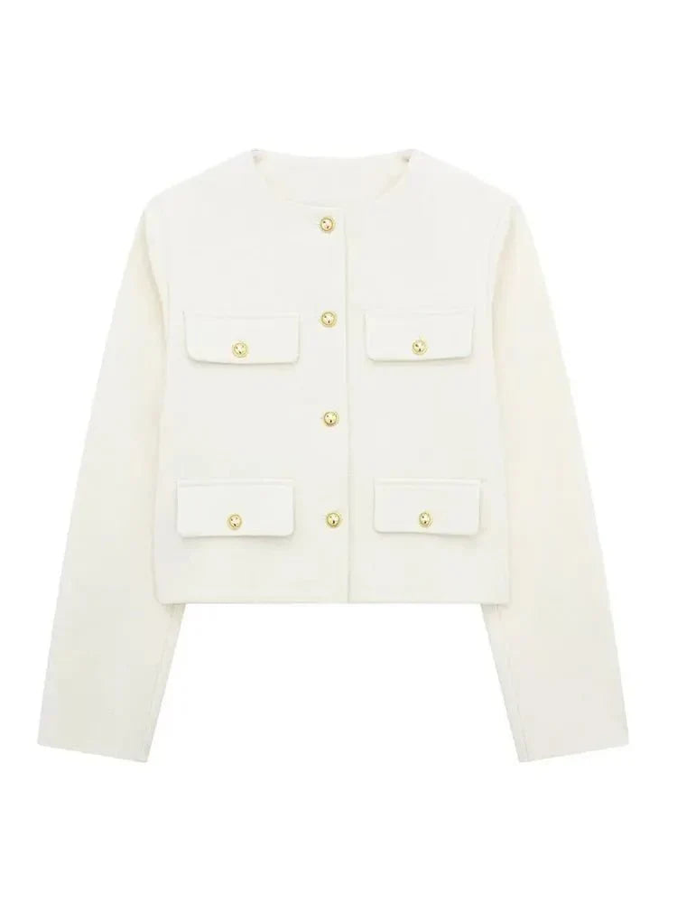 Stylische Winterjacke Mit Knopfdetails Für Damen | Kurz