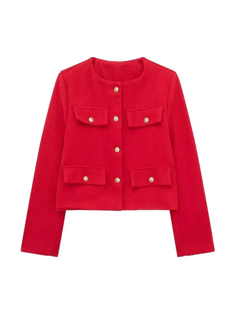 Stylische Winterjacke Mit Knopfdetails Für Damen | Kurz