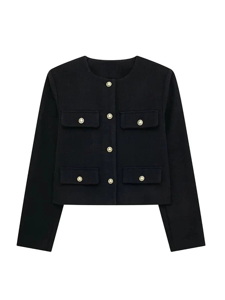 Stylische Winterjacke Mit Knopfdetails Für Damen | Kurz