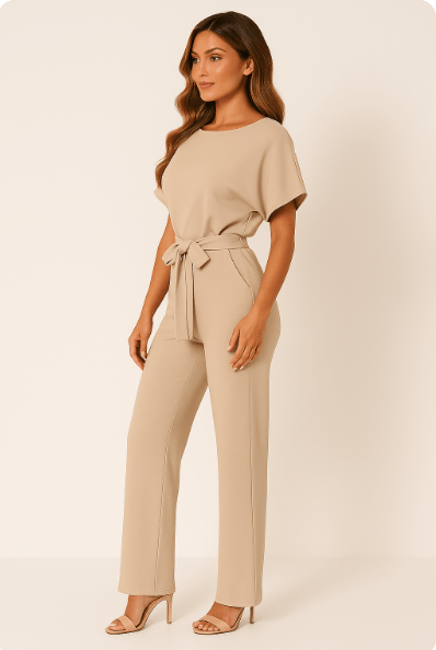 Jumpsuit Mit Bindegürtel Für Damen | Stilvolles Rückendesign
