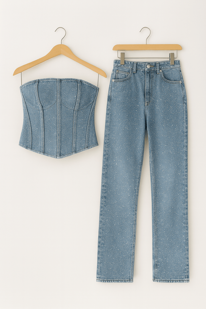 Damen Schulterfreie Pailletten Jumpsuit | Stilvoll