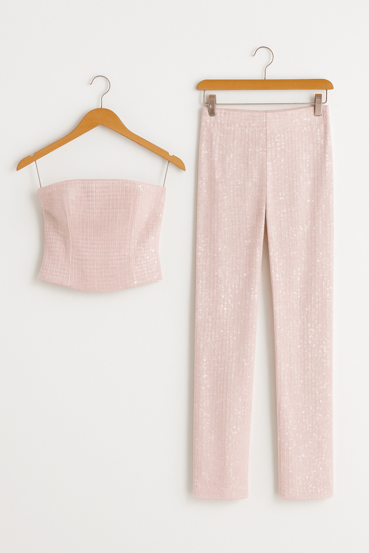 Damen Schulterfreie Pailletten Jumpsuit | Stilvoll