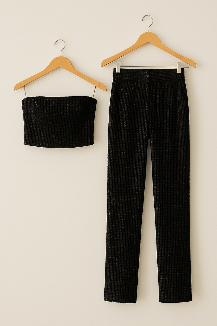 Damen Schulterfreie Pailletten Jumpsuit | Stilvoll