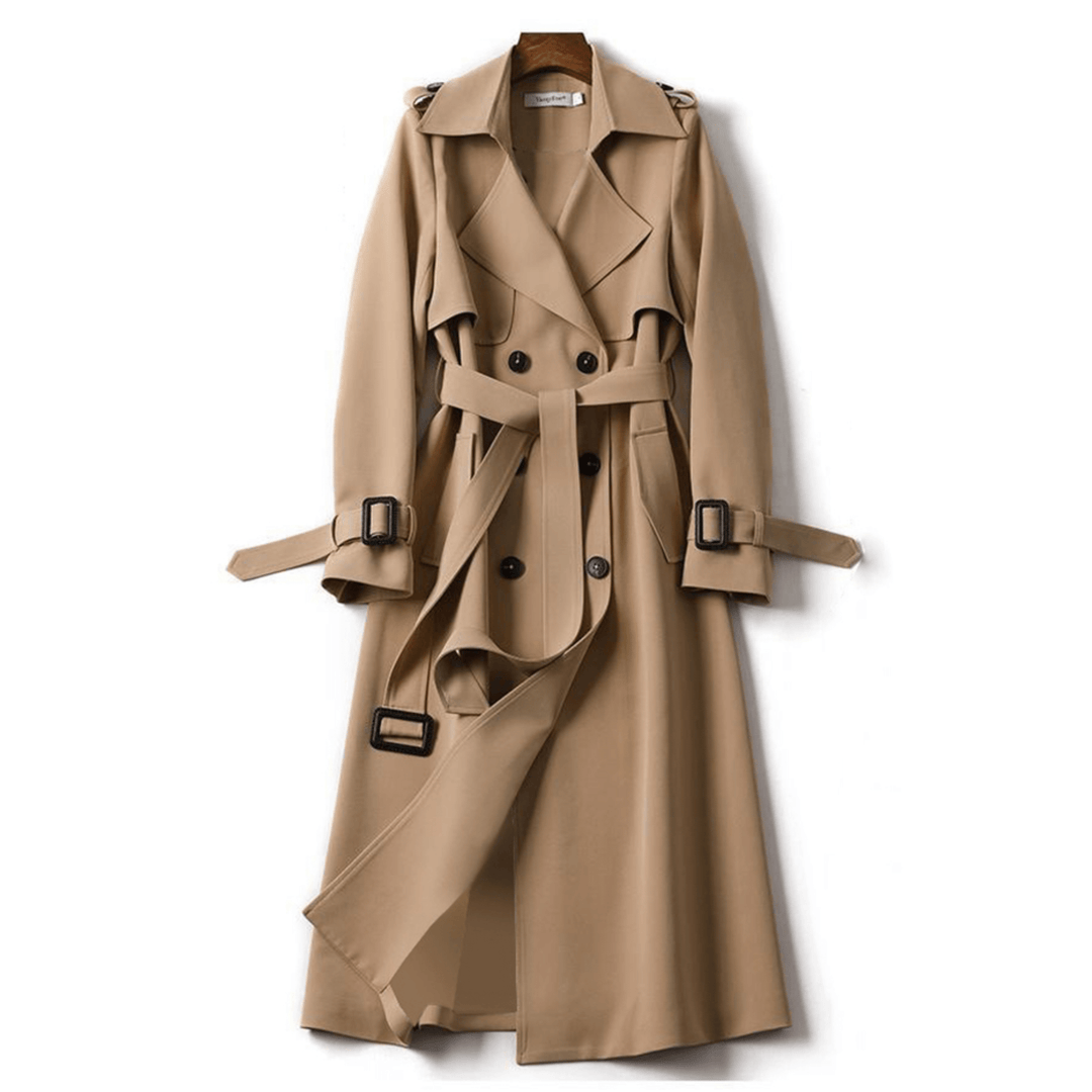 Stylischer Langer Trenchcoat Für Damen | Mit Bindegürtel