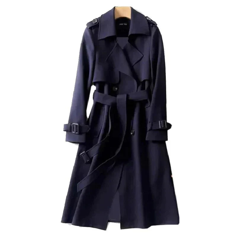 Stylischer Langer Trenchcoat Für Damen | Mit Bindegürtel