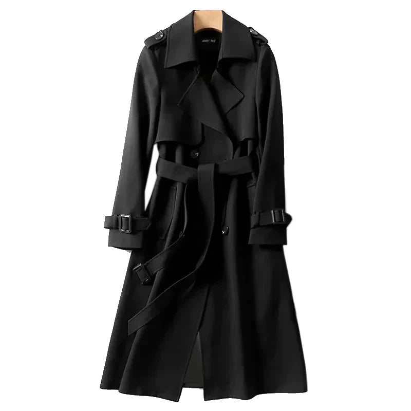 Stylischer Langer Trenchcoat Für Damen | Mit Bindegürtel