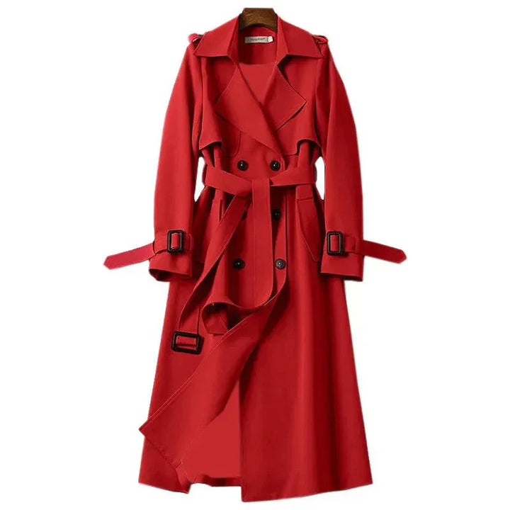 Stylischer Langer Trenchcoat Für Damen | Mit Bindegürtel