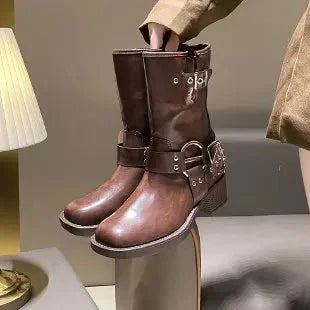 Stylische Schnallenstiefel Mit Blockabsatz | Winter