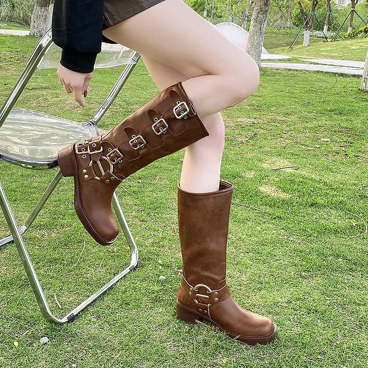 Stylische Schnallenstiefel Mit Blockabsatz | Winter