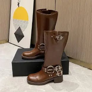 Stylische Schnallenstiefel Mit Blockabsatz | Winter