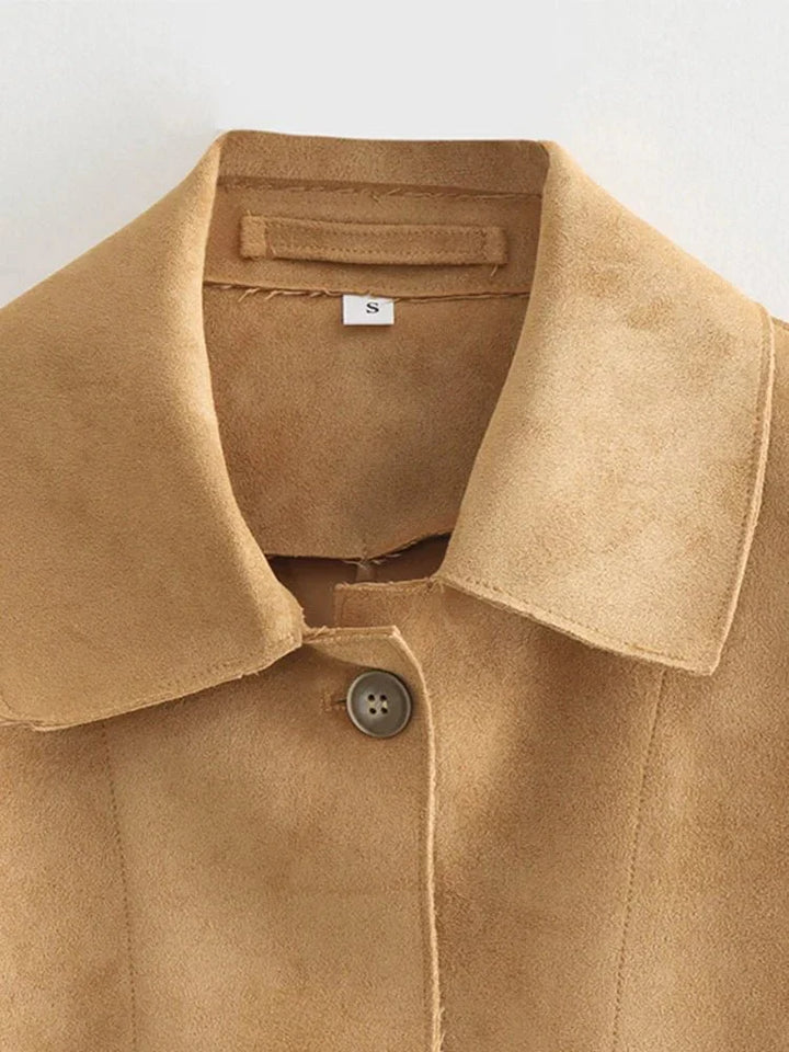 Damen Jacke Aus Wildleder Mit Knöpfen | Langarm