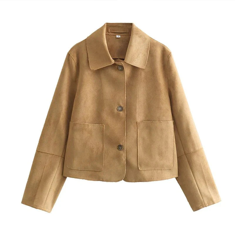 Damen Jacke Aus Wildleder Mit Knöpfen | Langarm