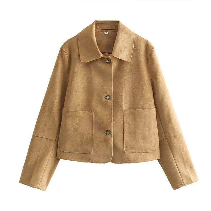 Damen Jacke Aus Wildleder Mit Knöpfen | Langarm