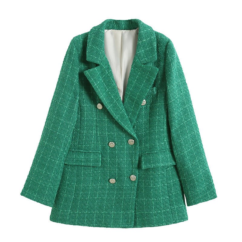 Lässiger Zweireihiger Tweed-blazer Für Damen | Langarm