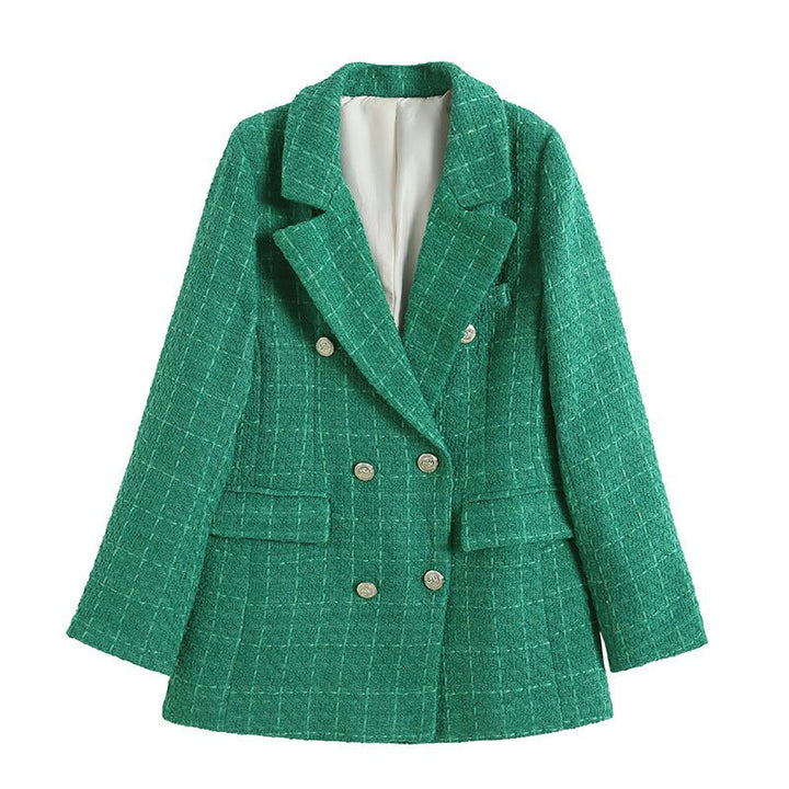 Lässiger Zweireihiger Tweed-blazer Für Damen | Langarm