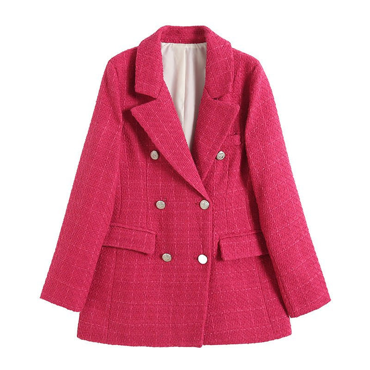 Lässiger Zweireihiger Tweed-blazer Für Damen | Langarm