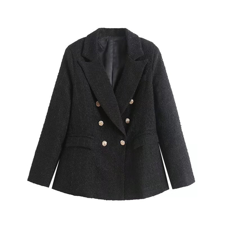 Lässiger Zweireihiger Tweed-blazer Für Damen | Langarm