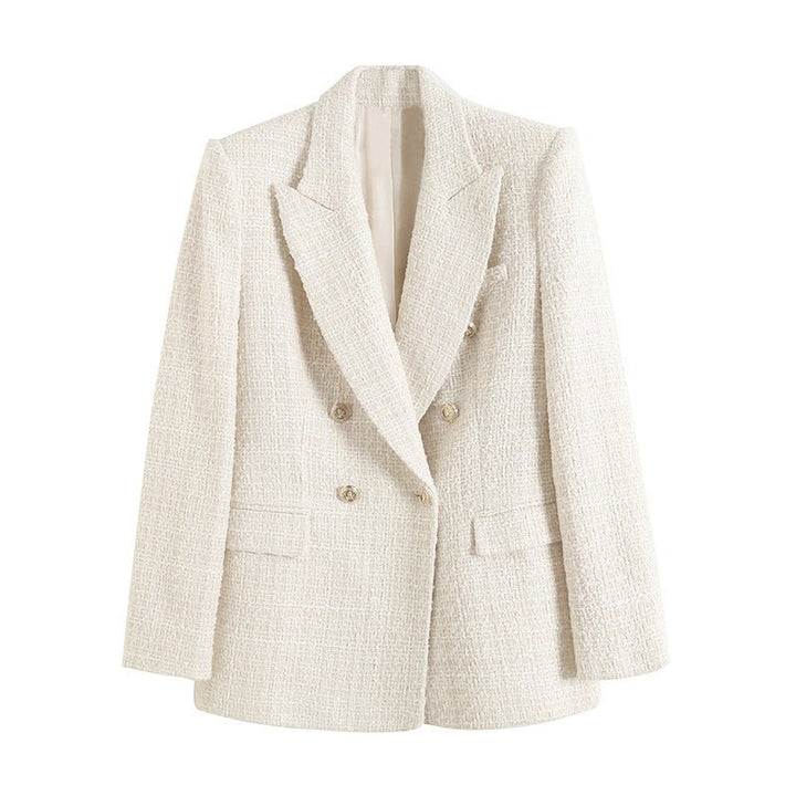 Lässiger Zweireihiger Tweed-blazer Für Damen | Langarm