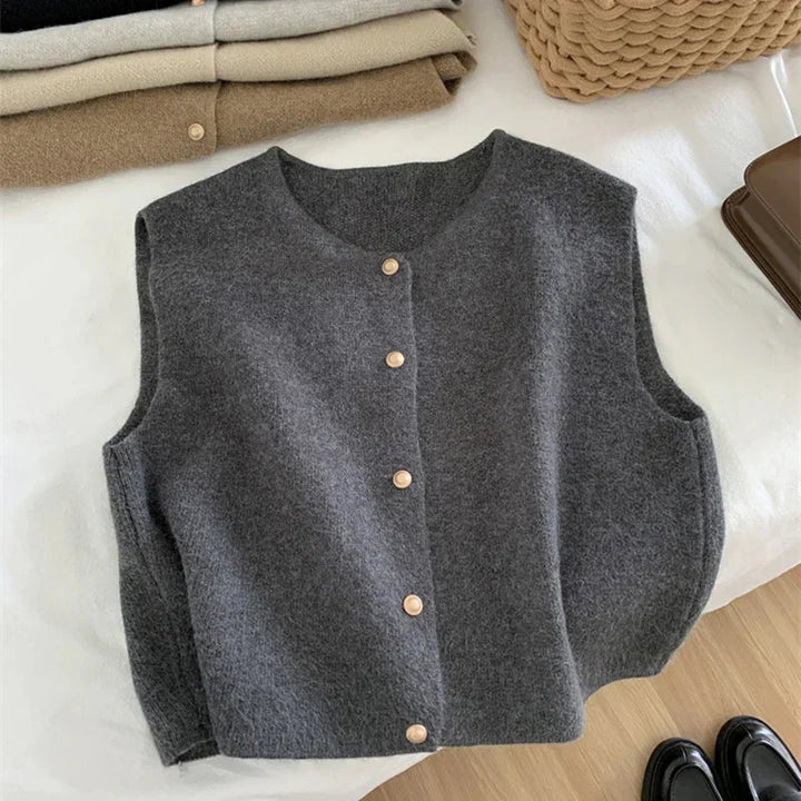 Stylische Damen Winter Knopfweste | Kurz