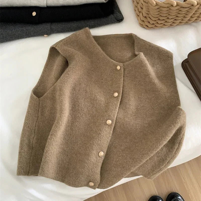 Stylische Damen Winter Knopfweste | Kurz