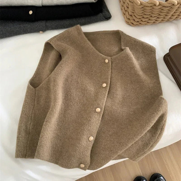 Stylische Damen Winter Knopfweste | Kurz