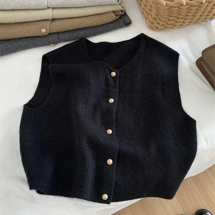 Stylische Damen Winter Knopfweste | Kurz
